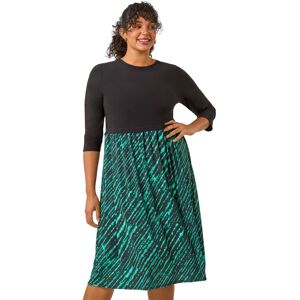Roman Women's Curve Contrast Skirt Stretch Dress in Green Size: 22-24 Green 22-24 Roman Women's Curve Contrast Skirt Stretch Dress in Green Size: 22-24 Green 22-24