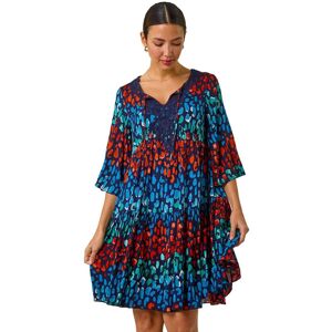 Roman Women's Abstract Spot Print Lace Trim Dress in Navy Size: 10 Navy 10 Roman Women's Abstract Spot Print Lace Trim Dress in Navy Size: 10 Navy 10
