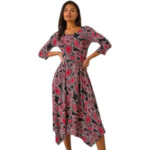 Roman UK Leaf Print Hanky Hem Midi Dress - Dress Roman UK Leaf Print Hanky Hem Midi Dress - Dress