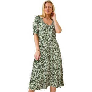 Roman Women's Petite Floral Print Button Midi Dress in Khaki Size: 10 Khaki 10 Roman Women's Petite Floral Print Button Midi Dress in Khaki Size: 10 Khaki 10