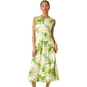Roman Women's Petite Leaf Print Trim Midi Dress in Green Size: 18 Green 18 Roman Women's Petite Leaf Print Trim Midi Dress in Green Size: 18 Green 18