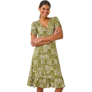 Roman Women's Floral Print V-Neck Button Dress in Khaki Size: 20 Khaki 20 Roman Women's Floral Print V-Neck Button Dress in Khaki Size: 20 Khaki 20