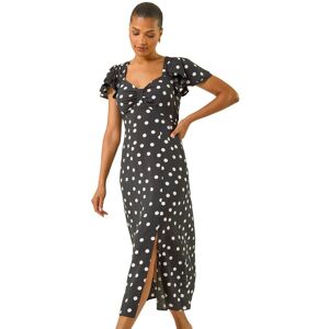 Roman Women's Spot Print Sweetheart Midi Dress in Black Size: 14 Black 14 Roman Women's Spot Print Sweetheart Midi Dress in Black Size: 14 Black 14