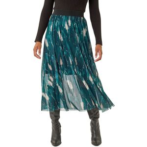 Roman Women's Abstract Print Mesh Overlay Skirt in Blue Size: 10 Blue 10 Roman Women's Abstract Print Mesh Overlay Skirt in Blue Size: 10 Blue 10