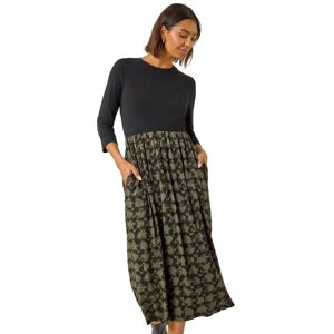 Roman Women's Abstract Print Midi Stretch Dress in Khaki Size: 18 Khaki 18 Roman Women's Abstract Print Midi Stretch Dress in Khaki Size: 18 Khaki 18