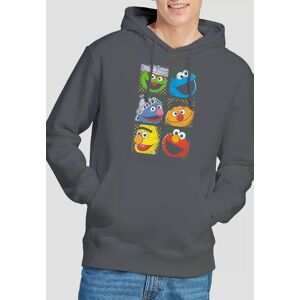 Sesame Street Group Squares Hoodie, Charcoal Size: Medium Charcoal M Sesame Street Group Squares Hoodie, Charcoal Size: Medium Charcoal M