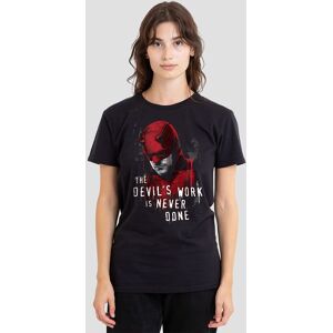 Marvel Women's Daredevil Born Again The Devil'S Work Is Never Done T-Shirt, Black Size: Large Black L Marvel Women's Daredevil Born Again The Devil'S Work Is Never Done T-Shirt, Black Size: Large Black L