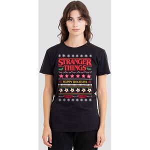 Stranger Things Women's Demogorgon Ugly Christmas Jumper T-Shirt, Black Size: Large Black L Stranger Things Women's Demogorgon Ugly Christmas Jumper T-Shirt, Black Size: Large Black L