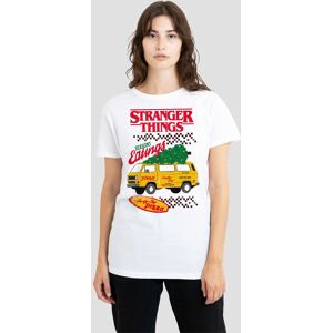 Stranger Things Women's Seasons Eatings Pizza Van Christmas T-Shirt, White Size: Large White L Stranger Things Women's Seasons Eatings Pizza Van Christmas T-Shirt, White Size: Large White L