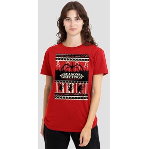 Stranger Things Women's Fair Isle Christmas T-Shirt, Red Size: Large Red L Stranger Things Women's Fair Isle Christmas T-Shirt, Red Size: Large Red L