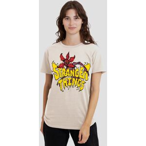 Stranger Things Women's Flames Demogorgon T-Shirt, Natural in Beige Size: Small Beige S Stranger Things Women's Flames Demogorgon T-Shirt, Natural in Beige Size: Small Beige S