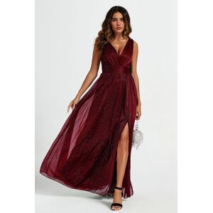 FS Collection Women's Sparkly V Neck Bridesmaid Maxi Dress in Burgundy Size: Medium Burgundy M FS Collection Women's Sparkly V Neck Bridesmaid Maxi Dress in Burgundy Size: Medium Burgundy M