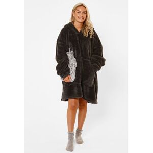 OHS Women's Teddy Fleece Oversized Giant Wearable Hoodie Blanket in Charcoal Charcoal One Size OHS Women's Teddy Fleece Oversized Giant Wearable Hoodie Blanket in Charcoal Charcoal One Size
