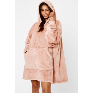 OHS Women's Teddy Fleece Oversized Giant Wearable Hoodie Blanket in Light Pink Light Pink One Size OHS Women's Teddy Fleece Oversized Giant Wearable Hoodie Blanket in Light Pink Light Pink One Size
