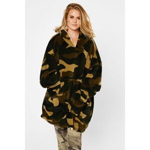 OHS Women's Camo Oversized Sherpa Fleece Hoodie Blanket in Khaki Khaki One Size OHS Women's Camo Oversized Sherpa Fleece Hoodie Blanket in Khaki Khaki One Size