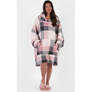 OHS Women's Check Oversized Sherpa Fleece Hoodie Blanket in Light Pink Light Pink One Size OHS Women's Check Oversized Sherpa Fleece Hoodie Blanket in Light Pink Light Pink One Size