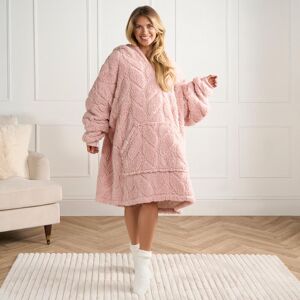 OHS Women's Oversized Hoodie Blanket Giant Fleece Supersoft Braided Jumper Wearable Throw in Pink Pink One Size OHS Women's Oversized Hoodie Blanket Giant Fleece Supersoft Braided Jumper Wearable Throw in Pink Pink One Size