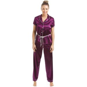 Camille Women's Short Sleeve Belted Satin Pyjama Set in Plum Size: 16 Plum 16 Camille Women's Short Sleeve Belted Satin Pyjama Set in Plum Size: 16 Plum 16