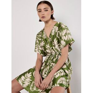 Apricot Women's Tropical Leaf Print Satin Mini Dress in Green Size: 16 Green 16 Apricot Women's Tropical Leaf Print Satin Mini Dress in Green Size: 16 Green 16