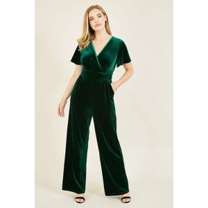 Yumi Women's Green Angel Sleeve Velvet Jumpsuit Size: 16 Green 16 Yumi Women's Green Angel Sleeve Velvet Jumpsuit Size: 16 Green 16