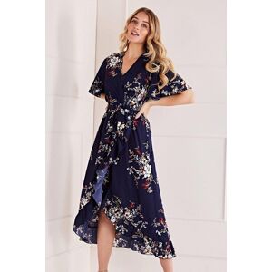 Mela Women's Navy Floral Short Sleeve Maxi Dress Size: 8 Navy 8 Mela Women's Navy Floral Short Sleeve Maxi Dress Size: 8 Navy 8