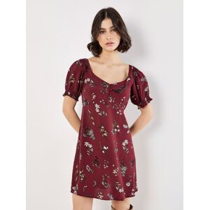 Apricot Women's Botanical Floral Smocked Mini Dress in Burgundy Size: 10 Burgundy 10 Apricot Women's Botanical Floral Smocked Mini Dress in Burgundy Size: 10 Burgundy 10