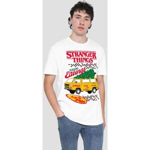 Stranger Things Seasons Eatings Pizza Van Christmas T-Shirt, White Size: Large White L Stranger Things Seasons Eatings Pizza Van Christmas T-Shirt, White Size: Large White L