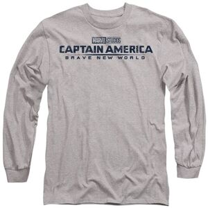 Marvel Captain America Brave New World Distressed Logo Long Sleeve T-Shirt, Athletic Heather in Light Grey Size: XL Light Grey XL Marvel Captain America Brave New World Distressed Logo Long Sleeve T-Shirt, Athletic Heather in Light Grey Size: XL Light Grey XL