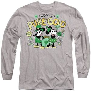 Disney Mickey Mouse Friends St Patrick's Day Mickey Minnie Pure Gold Long Sleeve T-Shirt, Athletic Heather in Light Grey Size: XL Light Grey XL Disney Mickey Mouse Friends St Patrick's Day Mickey Minnie Pure Gold Long Sleeve T-Shirt, Athletic Heather in Light Grey Size: XL Light Grey XL