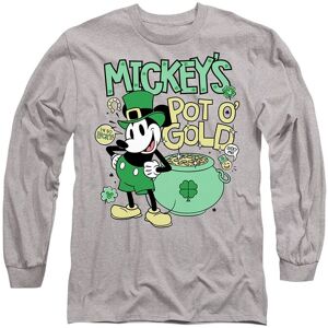 Disney Mickey Mouse Friends St Patrick's Day Mickey Pot o Gold Long Sleeve T-Shirt, Athletic Heather in Light Grey Size: Large Light Grey L Disney Mickey Mouse Friends St Patrick's Day Mickey Pot o Gold Long Sleeve T-Shirt, Athletic Heather in Light Grey Size: Large Light Grey L