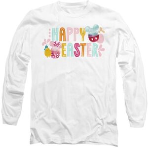 Disney Mickey & Minnie Mouse Happy Easter Watercolor Eggs Long Sleeve T-Shirt, White Size: Medium White M Disney Mickey & Minnie Mouse Happy Easter Watercolor Eggs Long Sleeve T-Shirt, White Size: Medium White M