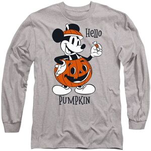 Disney Mickey Mouse Hello Pumpkin Long Sleeve T-Shirt, Athletic Heather in Light Grey Size: Medium Light Grey M Disney Mickey Mouse Hello Pumpkin Long Sleeve T-Shirt, Athletic Heather in Light Grey Size: Medium Light Grey M