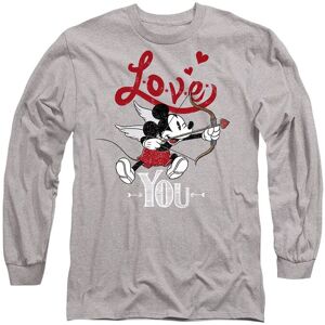 Disney Mickey Mouse Cupid Love You Valentine's Day Long Sleeve T-Shirt, Athletic Heather in Light Grey Size: Medium Light Grey M Disney Mickey Mouse Cupid Love You Valentine's Day Long Sleeve T-Shirt, Athletic Heather in Light Grey Size: Medium Light Grey M