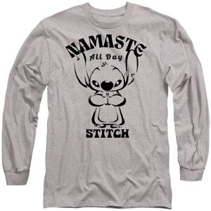 Disney Lilo Stitch Namaste All Day Long Sleeve T-Shirt, Athletic Heather in Light Grey Size: Large Light Grey L Disney Lilo Stitch Namaste All Day Long Sleeve T-Shirt, Athletic Heather in Light Grey Size: Large Light Grey L