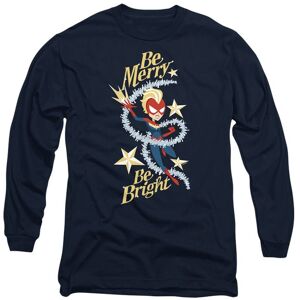 Marvel Captain Be Merry Be Bright Long Sleeve T-Shirt, Navy Size: XL Navy XL Marvel Captain Be Merry Be Bright Long Sleeve T-Shirt, Navy Size: XL Navy XL