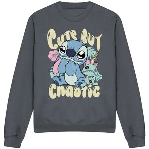 Disney Lilo & Stitch Cute But Chaotic Adults Crew Sweatshirt, Charcoal Size: Small Charcoal S Disney Lilo & Stitch Cute But Chaotic Adults Crew Sweatshirt, Charcoal Size: Small Charcoal S