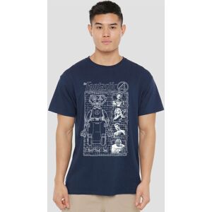Marvel Fantastic Four First Family & Herbie Blueprint T-Shirt, Navy Size: Small Navy S Marvel Fantastic Four First Family & Herbie Blueprint T-Shirt, Navy Size: Small Navy S
