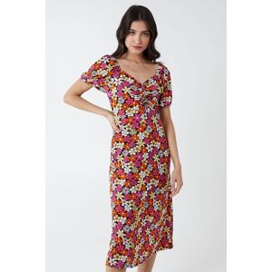 Blue Vanilla Women's V Neck Ruched Milkmaid Midi Dress in Pink Size: 8 Pink 8 Blue Vanilla Women's V Neck Ruched Milkmaid Midi Dress in Pink Size: 8 Pink 8