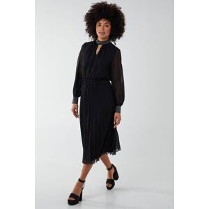 Blue Vanilla Women's Diamante Collar Pleated Skirt Midi Dress in Black Size: 8 Black 8 Blue Vanilla Women's Diamante Collar Pleated Skirt Midi Dress in Black Size: 8 Black 8