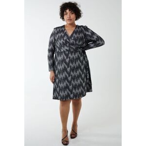 Blue Vanilla Women's Curve Fixed Wrap Skater Dress With Tie in Silver Size: 20 Silver 20 Blue Vanilla Women's Curve Fixed Wrap Skater Dress With Tie in Silver Size: 20 Silver 20