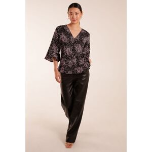 Blue Vanilla Women's Button Front V Neck Flounce Blouse in Black Size: 10 Black 10 Blue Vanilla Women's Button Front V Neck Flounce Blouse in Black Size: 10 Black 10