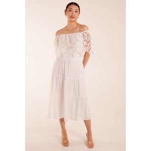 Blue Vanilla Women's Crochet Lace Shirred Waist Midi Dress in Ivory Size: Small Ivory S Blue Vanilla Women's Crochet Lace Shirred Waist Midi Dress in Ivory Size: Small Ivory S
