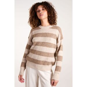 Blue Vanilla Women's Stripe Rib Knit Jumper in Beige Size: S/M Beige S/M Blue Vanilla Women's Stripe Rib Knit Jumper in Beige Size: S/M Beige S/M