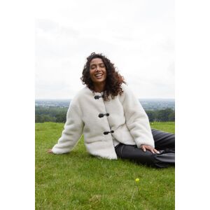 Blue Vanilla Women's Collarless Toggle Detail Fur Jacket in Cream Size: Large Cream L Blue Vanilla Women's Collarless Toggle Detail Fur Jacket in Cream Size: Large Cream L