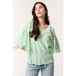 Blue Vanilla Women's Pale Green Sun Flower Lace Sleeve Blouse Size: S/M Pale Green S/M Blue Vanilla Women's Pale Green Sun Flower Lace Sleeve Blouse Size: S/M Pale Green S/M