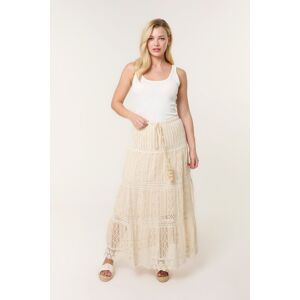 Blue Vanilla Women's Stone Crochet Tassel Tie Front Maxi Skirt Size: S/M Stone S/M Blue Vanilla Women's Stone Crochet Tassel Tie Front Maxi Skirt Size: S/M Stone S/M