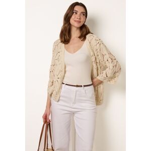 Blue Vanilla Women's Stone Crochet Tie Front Cardigan Size: S/M Stone S/M Blue Vanilla Women's Stone Crochet Tie Front Cardigan Size: S/M Stone S/M