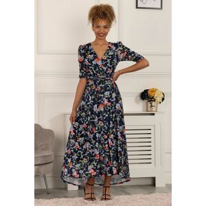 Jolie Moi Women's Gavina Ruched Sleeve Mesh Maxi Dress in Navy Size: 8 Navy 8 Jolie Moi Women's Gavina Ruched Sleeve Mesh Maxi Dress in Navy Size: 8 Navy 8