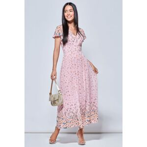 Jolie Moi Women's Mirrored Floral Print Mesh Maxi Dress in Pink Size: 12 Pink 12 Jolie Moi Women's Mirrored Floral Print Mesh Maxi Dress in Pink Size: 12 Pink 12