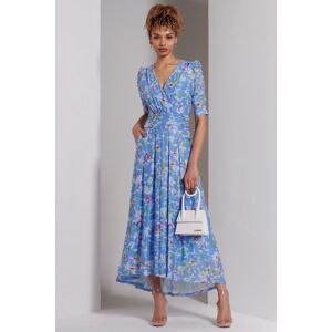 Jolie Moi Women's Print Dip Hem Mesh Maxi Dress in Blue Size: 10 Blue 10 Jolie Moi Women's Print Dip Hem Mesh Maxi Dress in Blue Size: 10 Blue 10